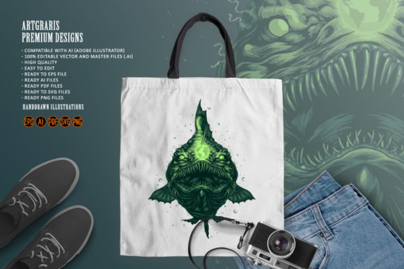 Anglerfish Esport Logo Mascot Gaming Graphics & Illustrations