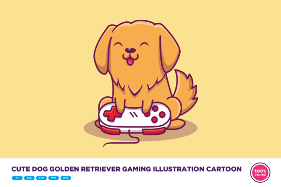 Cute Dog Golden Retriever Gaming: A Designer's Review of Graphics and Illustrations