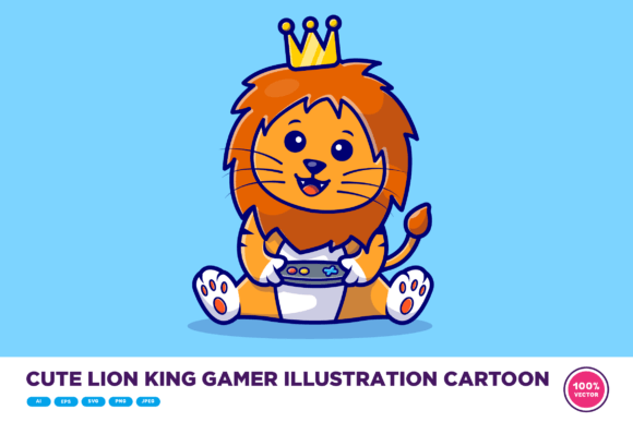 Cute Lion King Gamer Illustration Review