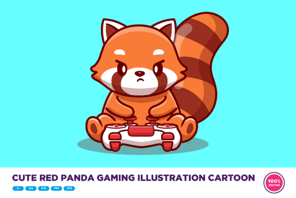 Cute Red Panda Gaming Illustration Review
