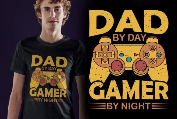 Dad by Day Funny Video Gammer Design Graphics for Print Templates