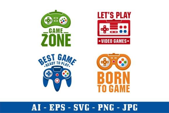 Gaming Badge Label Flat Design Logo for Graphics & Illustrations