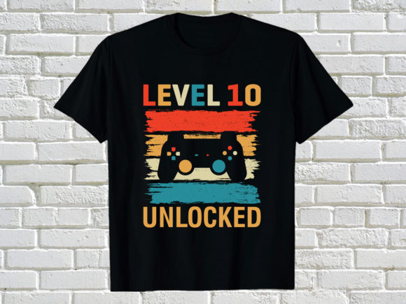 Gaming Level 10 Unlocked Graphics for Print Templates