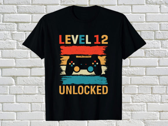 Gaming Level 12 Unlocked Graphics for Print Templates