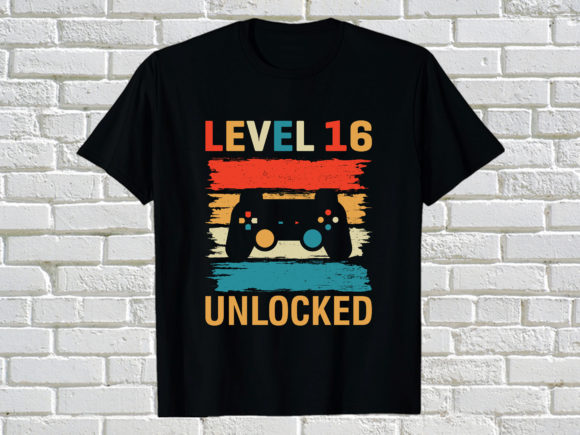 Gaming Level 16 Unlocked Graphics for Print Templates