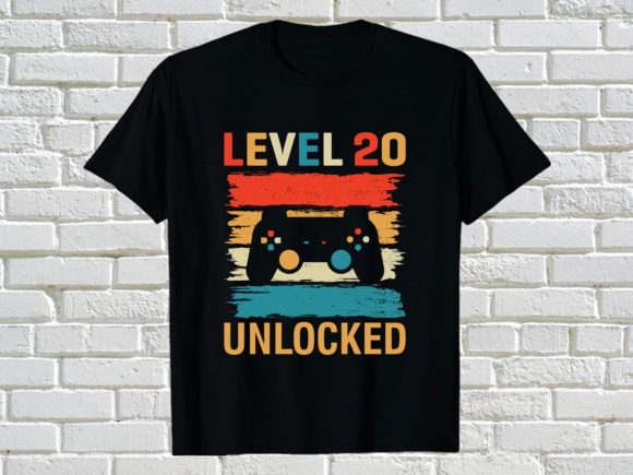 Gaming Level 20 Unlocked Graphics for Print Templates