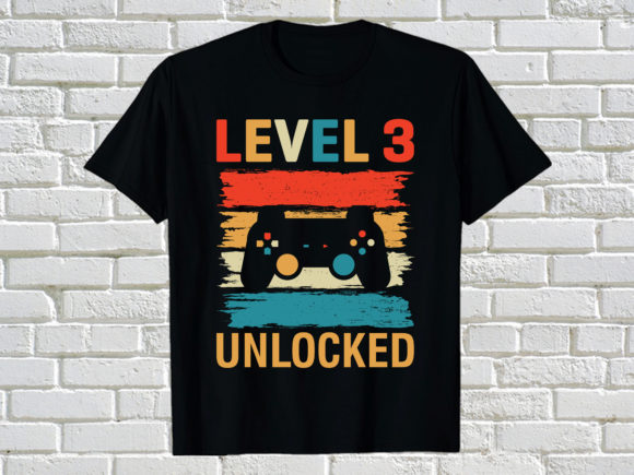 Gaming Level 3 Unlocked Graphic Print Template