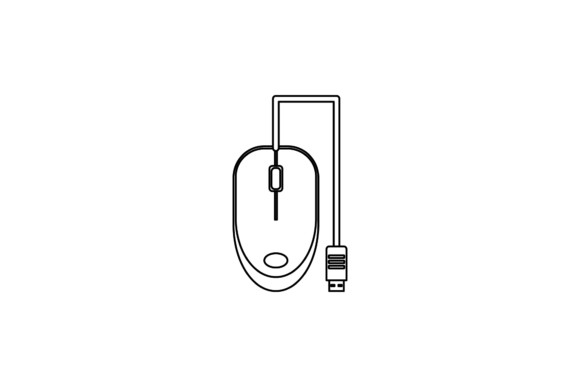 Gaming Mouse Outline Flat Icon for Graphics and Icons