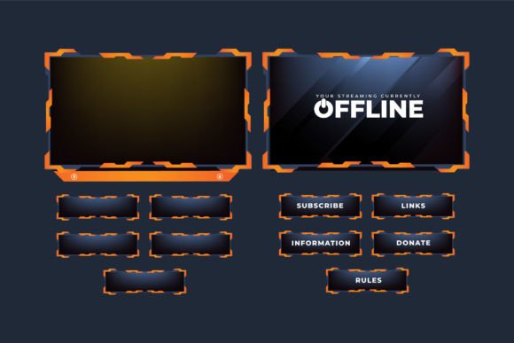 Gaming Screen Panel Layout Vector Design for Graphic Templates