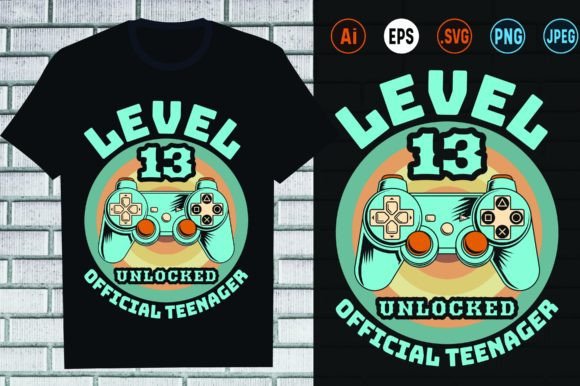 Level 13 Unloked Funny Gammer Design Graphics and Print Templates
