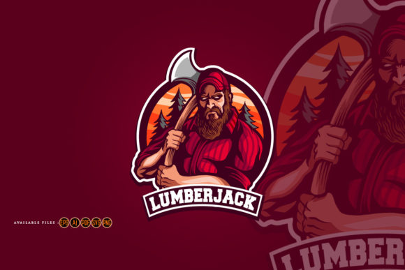 Lumberjack Esport Logo Mascot Gaming for Graphics and Illustrations
