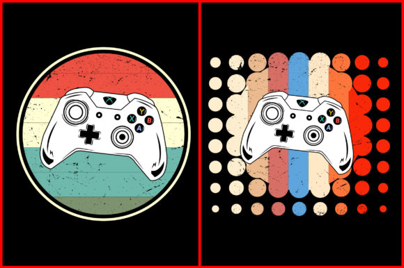 Vintage Retro Sunset Gaming Controller Graphics and Illustrations